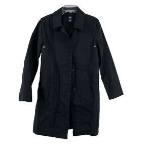 GAP Trench Coat Women's Medium Black Canvas No Lining Gorpcore Goth Grunge‎